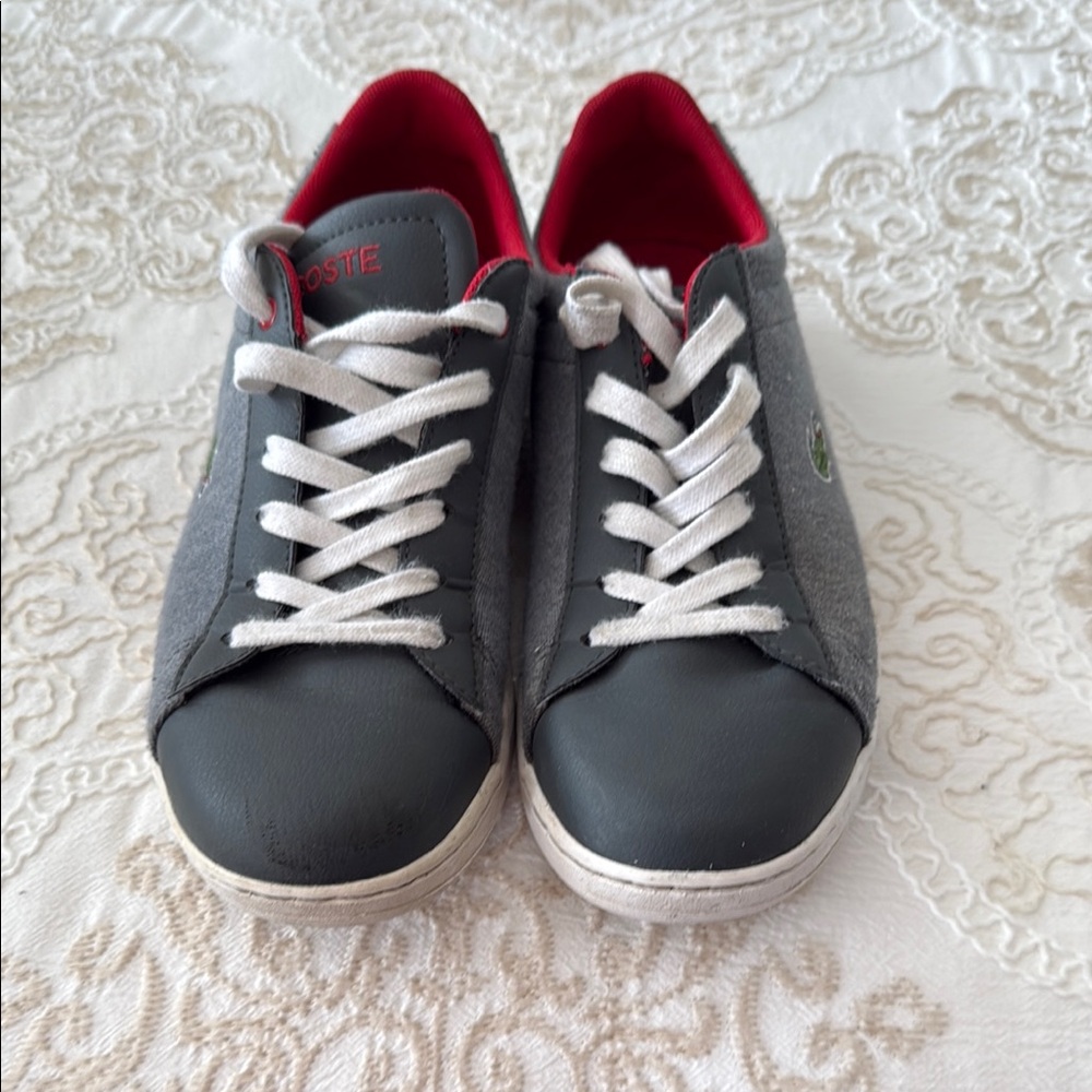 Lacoste Kids' Charcoal and Red Sneakers